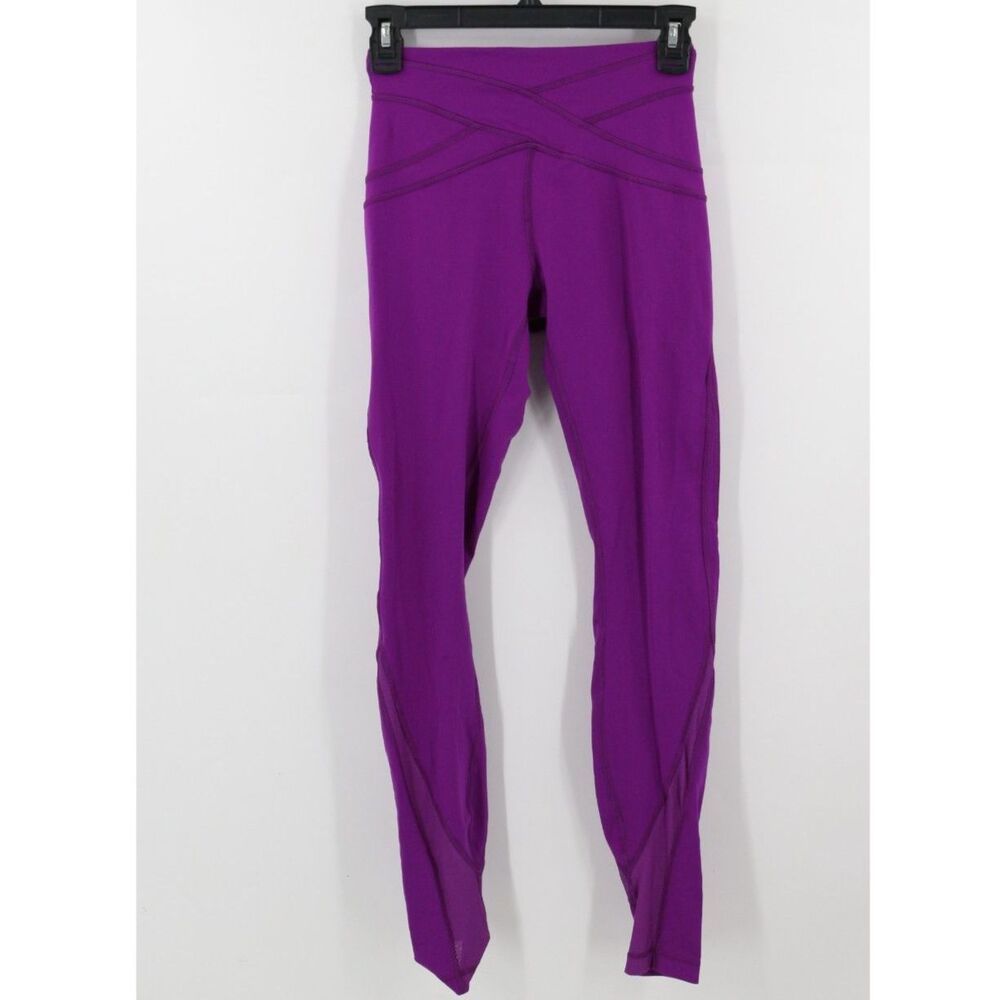 Lululemon Free Flow Tight Full On Luon Size 4 Purple Tender Violet Activewear